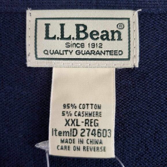 LL Bean Sweater Men’s Size XXL Navy Blue Cashmere Cotton Pullover Knit New - Picture 3 of 6